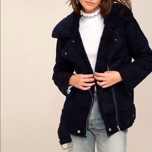 JOA Navy Sherpa Aviator Jacket